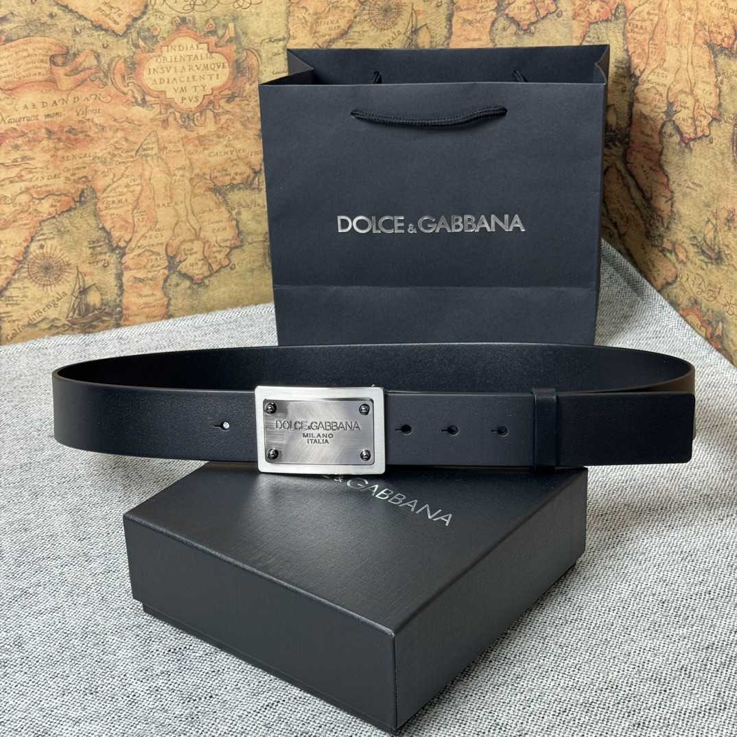 Dolce & Gabbana Calfskin Belt With Branded Tag - DopestKickz