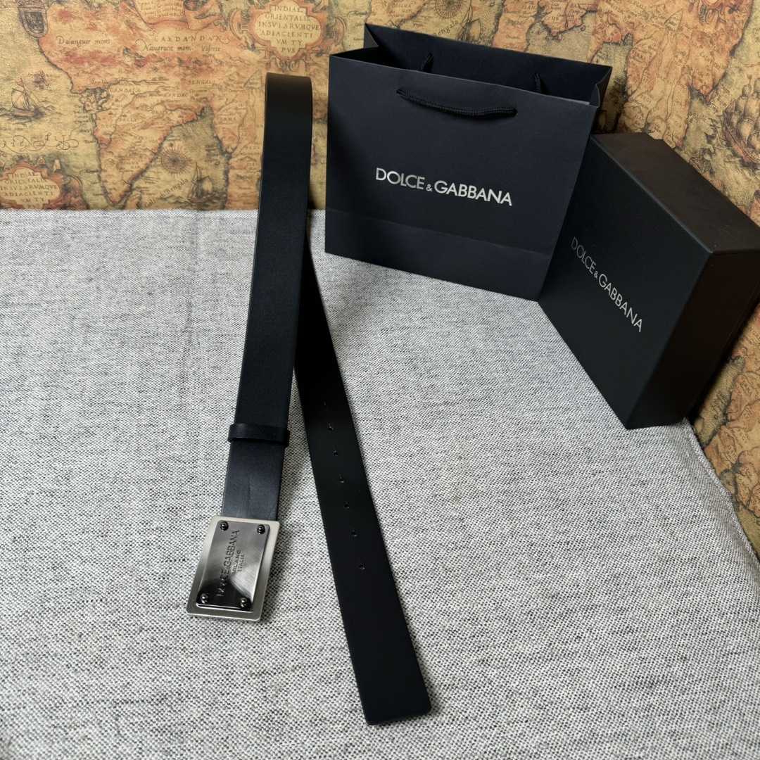 Dolce & Gabbana Calfskin Belt With Branded Tag - DopestKickz