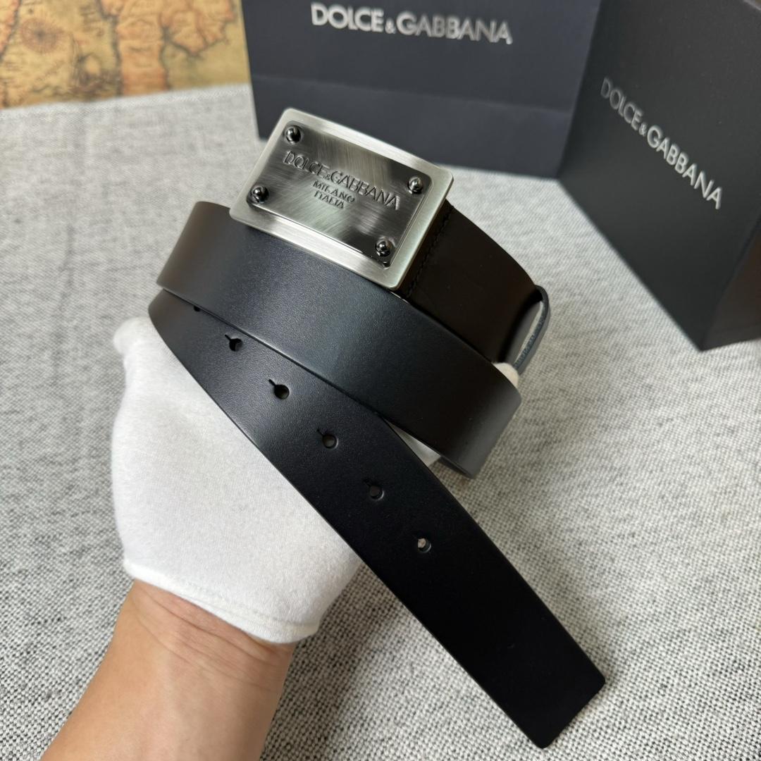 Dolce & Gabbana Calfskin Belt With Branded Tag - DopestKickz