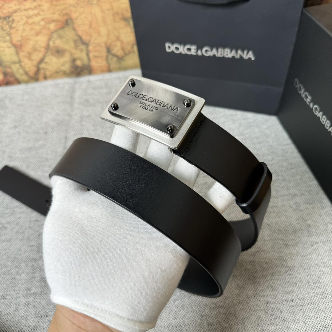 Dolce & Gabbana Calfskin Belt With Branded Tag - DopestKickz