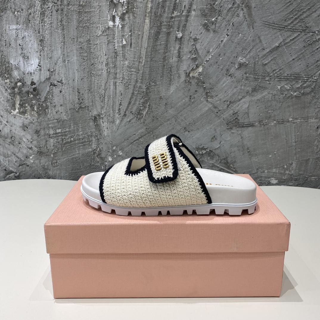 Miu Miu Crochet Knit Slides - DopestKickz