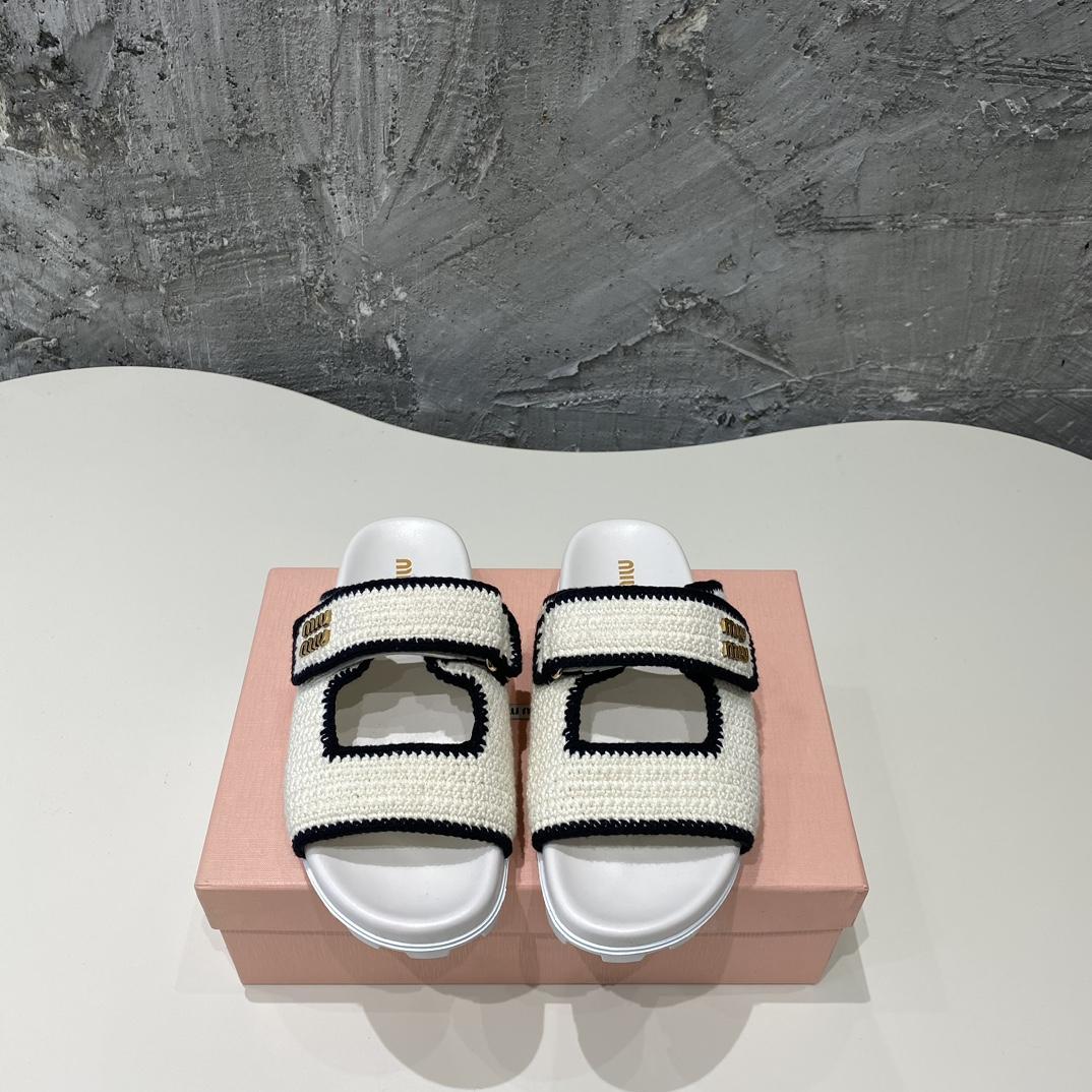 Miu Miu Crochet Knit Slides - DopestKickz