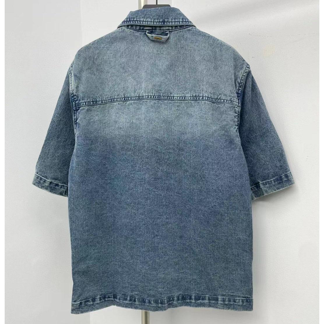 Louis Vuitton Short-Sleeved Denim Workwear Shirt  1ABLDG - DopestKickz