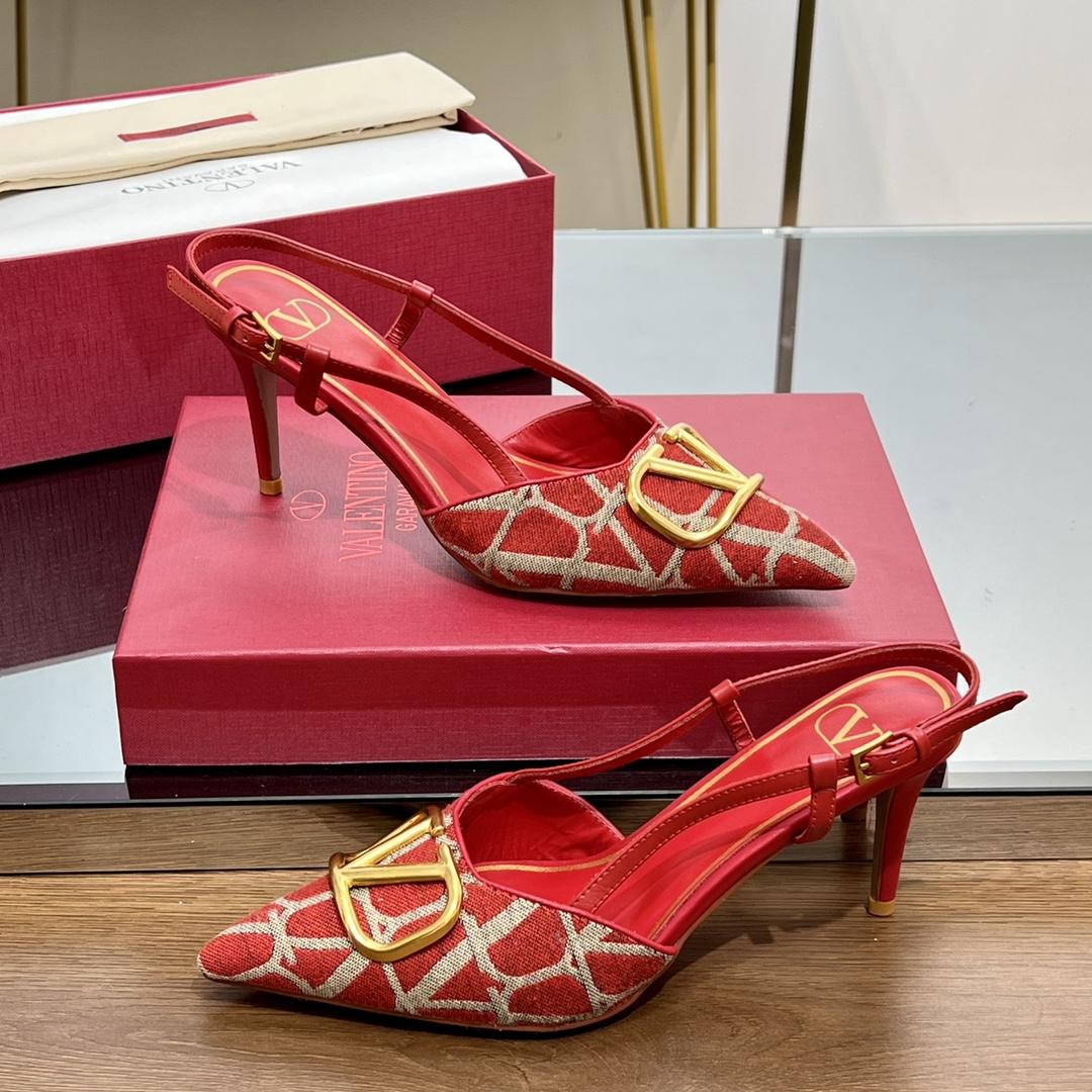 Valenti VLogo Signature Slingback Pump In Toile Iconographe 80mm - DopestKickz