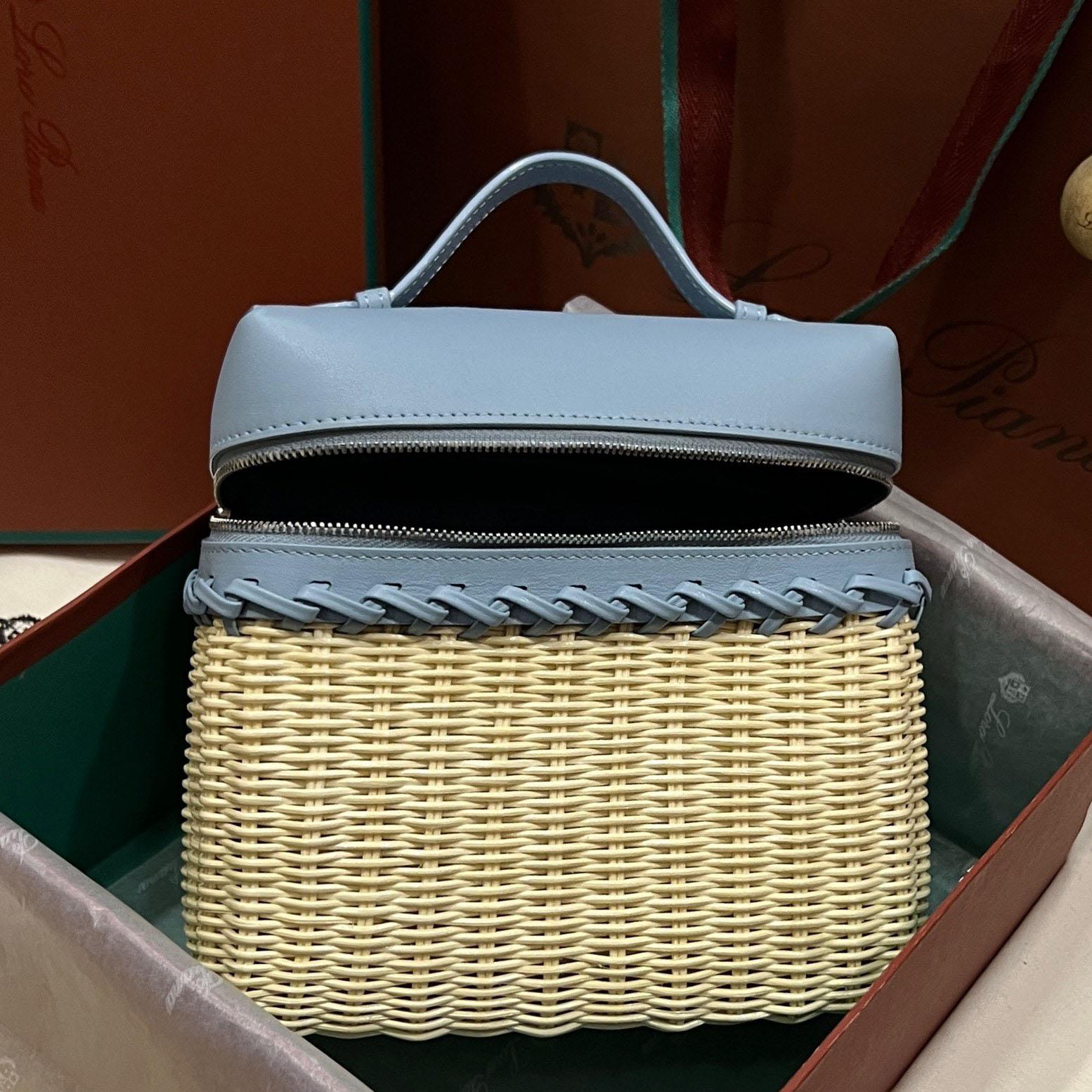 Loro Piana Women's Blue Extra Pocket L19 Wicker Pouch  (11*19*6.5cm) - DopestKickz