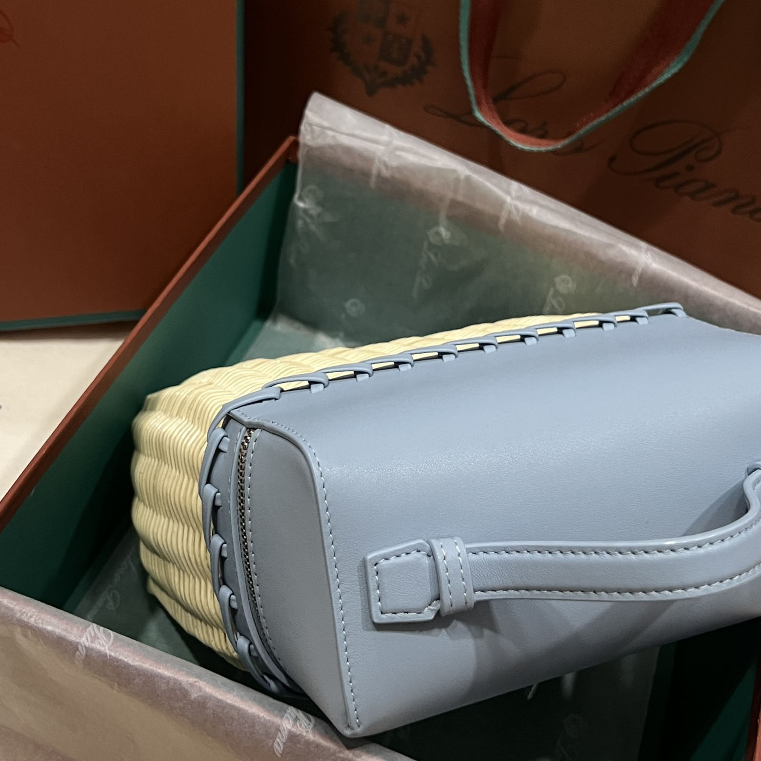 Loro Piana Women's Blue Extra Pocket L19 Wicker Pouch  (11*19*6.5cm) - DopestKickz