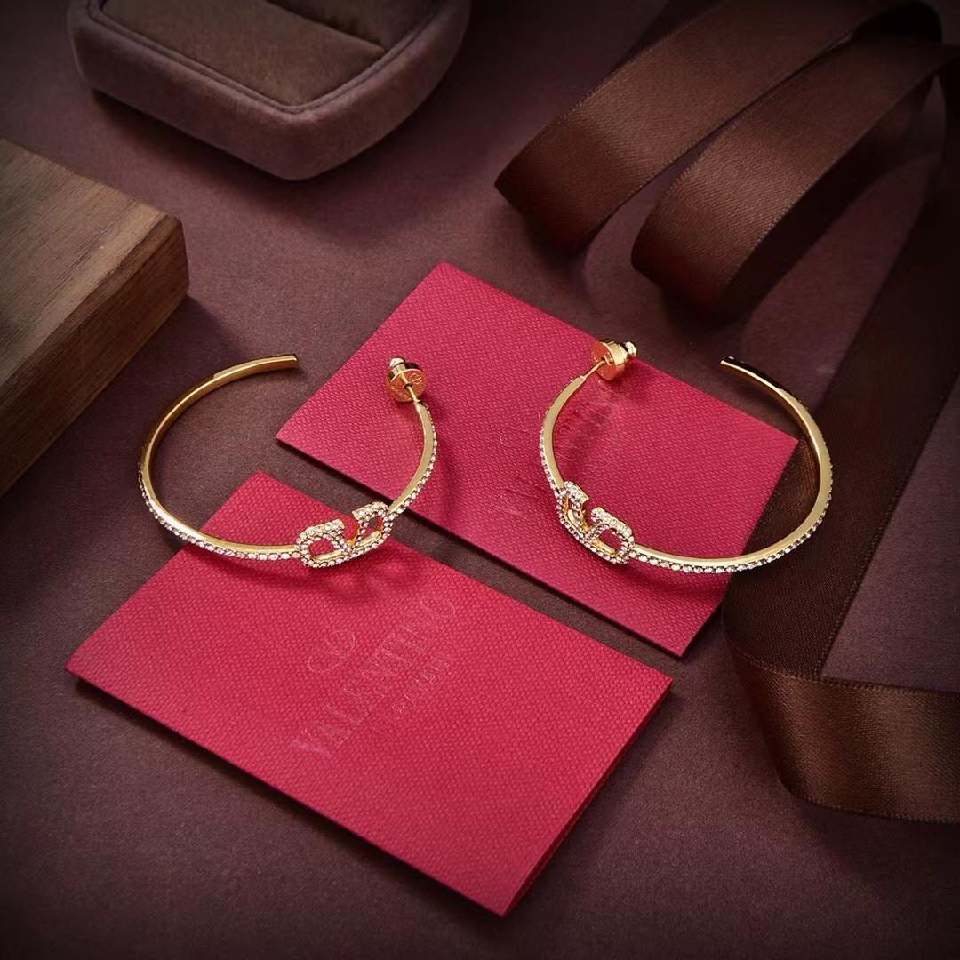 Valenti Garavani VLogo Signature Crystal Hoop Earrings - DopestKickz
