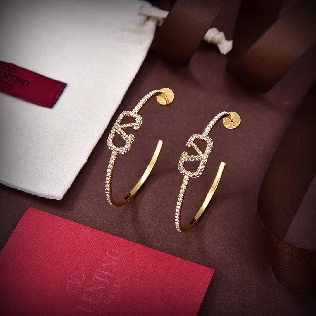 Valenti Garavani VLogo Signature Crystal Hoop Earrings - DopestKickz