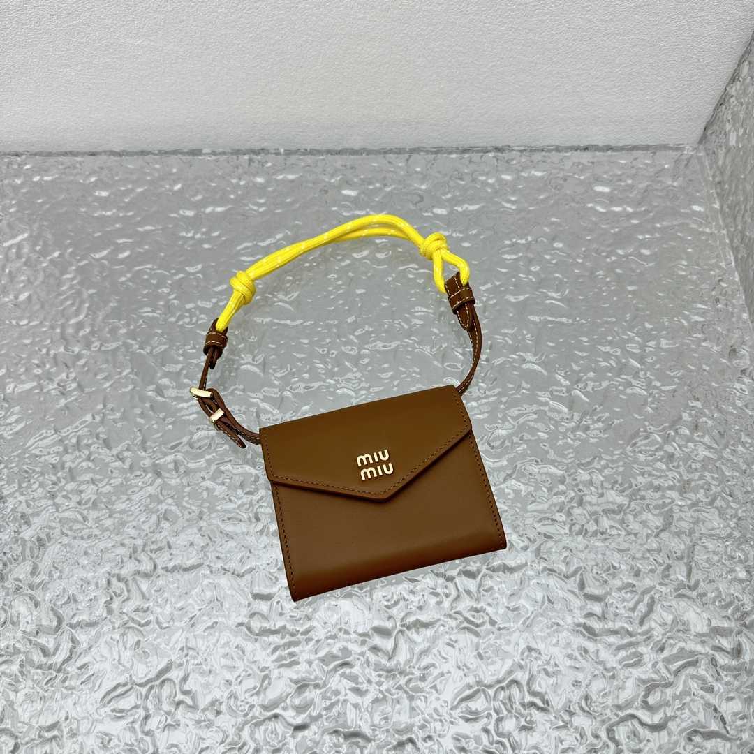 Miu Miu Leather Wallet With Leather And Cord Shoulder Strap - DopestKickz