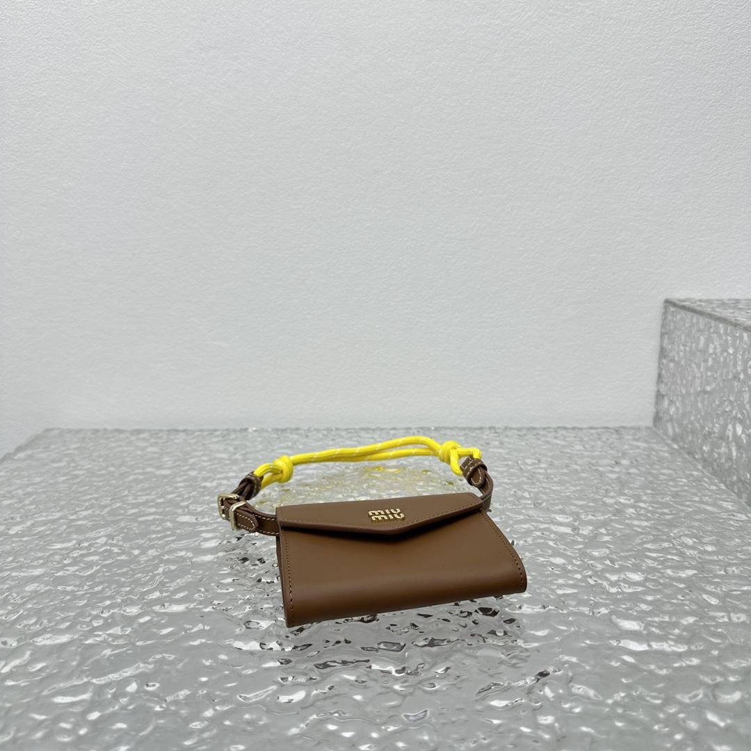 Miu Miu Leather Wallet With Leather And Cord Shoulder Strap - DopestKickz