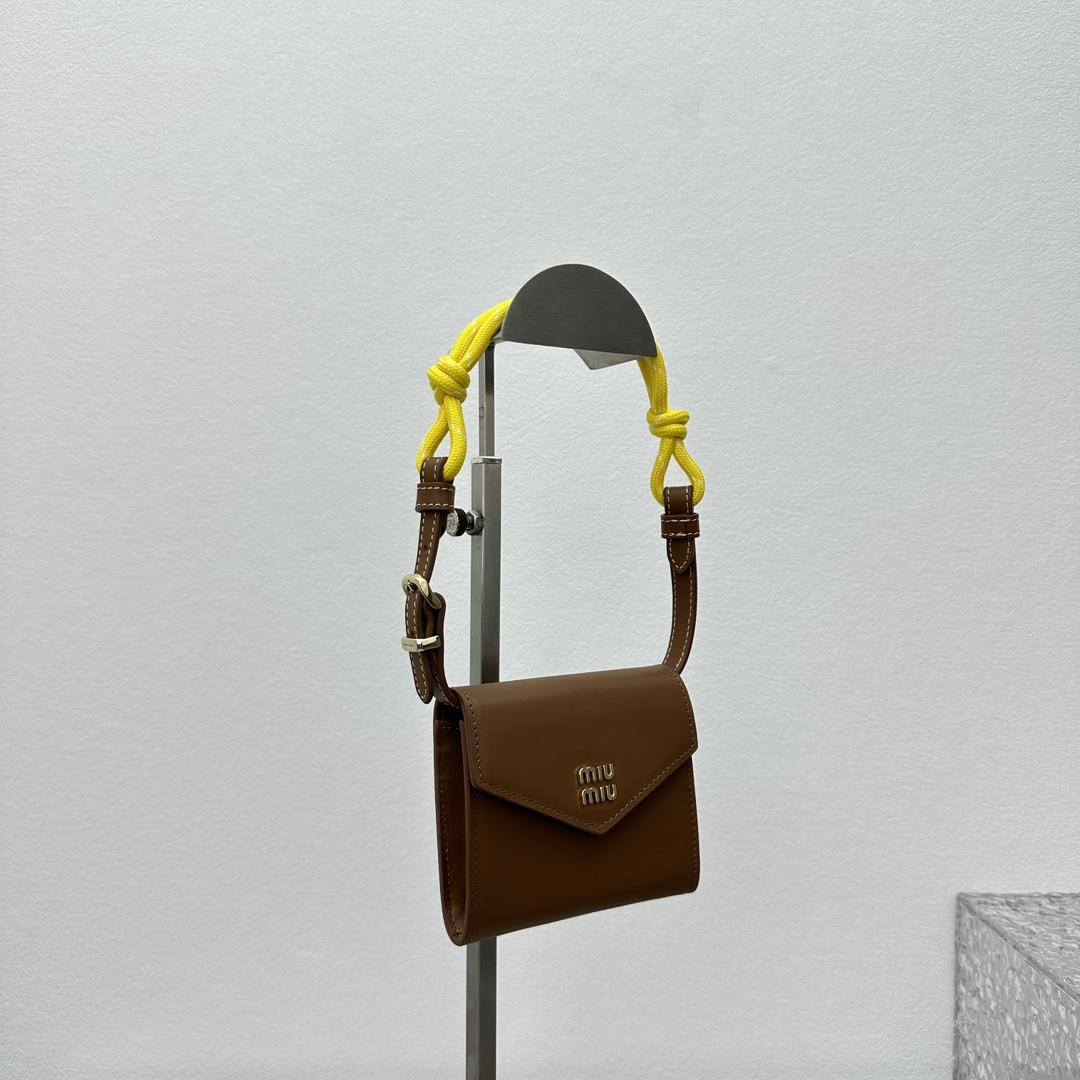 Miu Miu Leather Wallet With Leather And Cord Shoulder Strap - DopestKickz