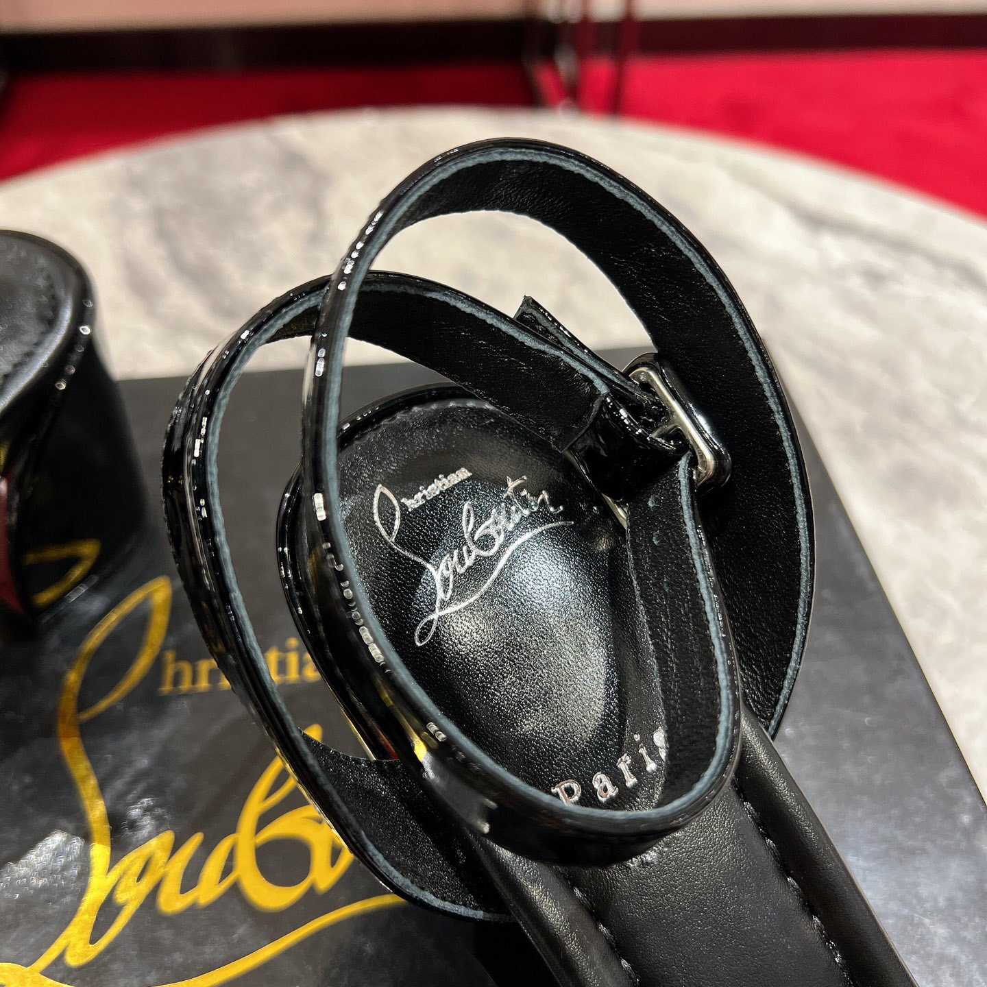 Christian Louboutin  Black Lin Miss Sabina 55 Sandals - DopestKickz