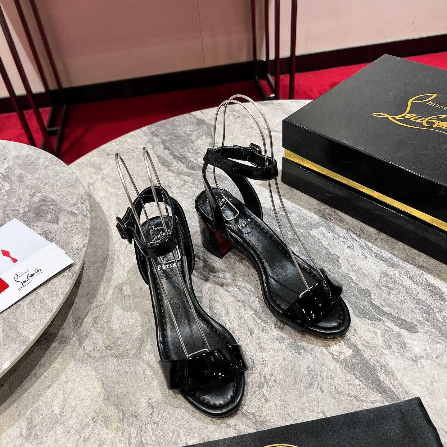 Christian Louboutin  Black Lin Miss Sabina 55 Sandals - DopestKickz