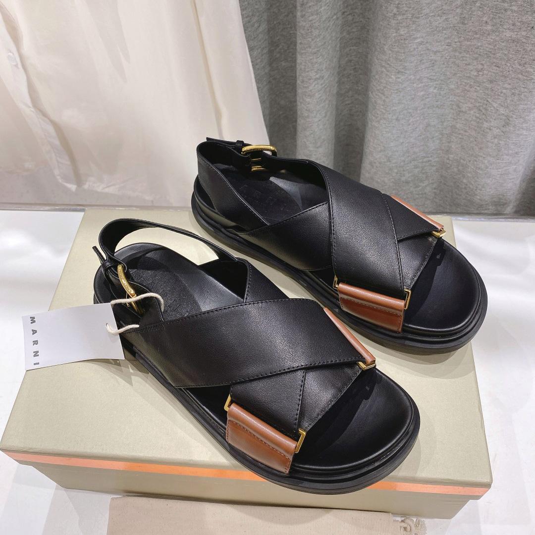 Marni Black And Brown Leather Fussbett - DopestKickz