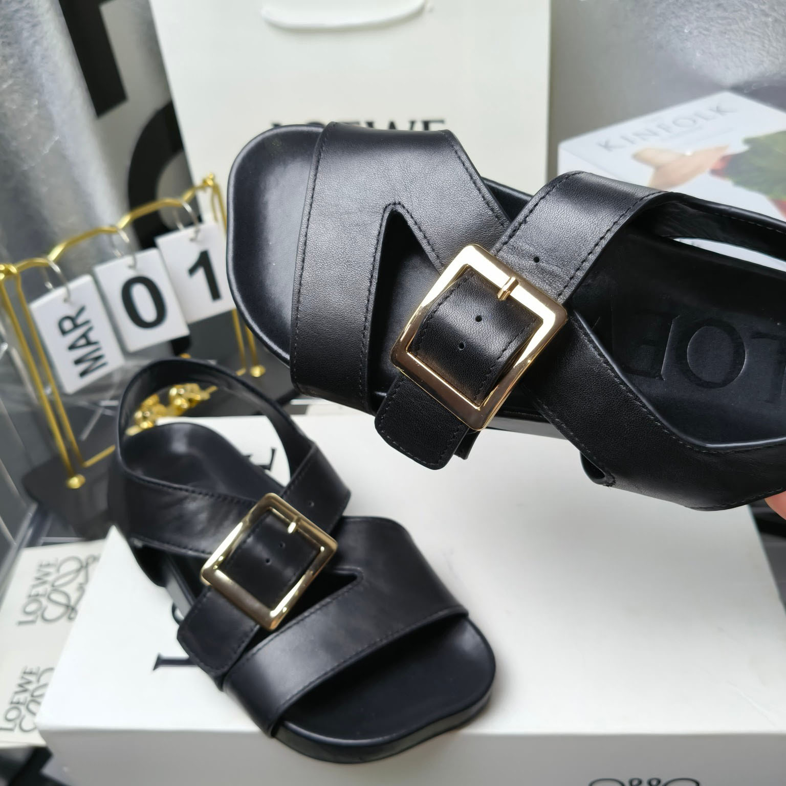 Loewe Ease Buckle Sandal In Vegetal Calfskin - DopestKickz