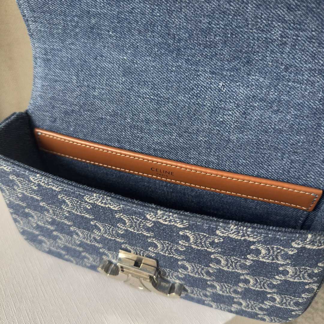 Celine Chain Shoulder Bag Claude In Denim With Triomphe All-over Denim / Silver - DopestKickz