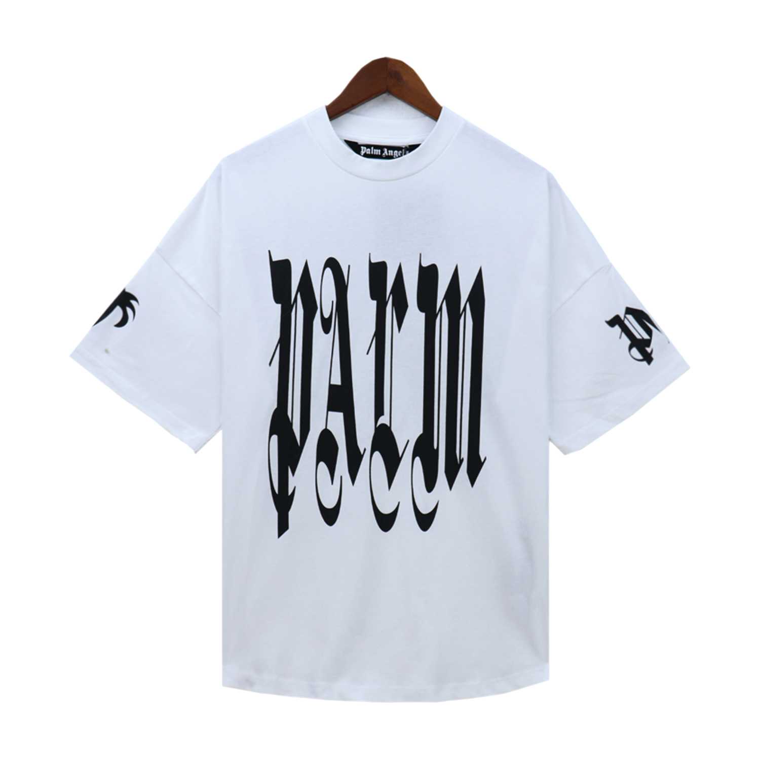 Palm Angels Gothic Logo Over T-Shirt White - DopestKickz