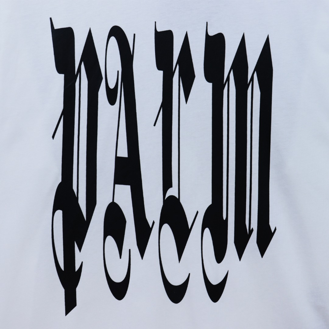 Palm Angels Gothic Logo Over T-Shirt White - DopestKickz