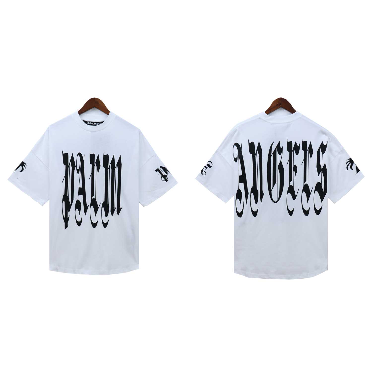Palm Angels Gothic Logo Over T-Shirt White - DopestKickz