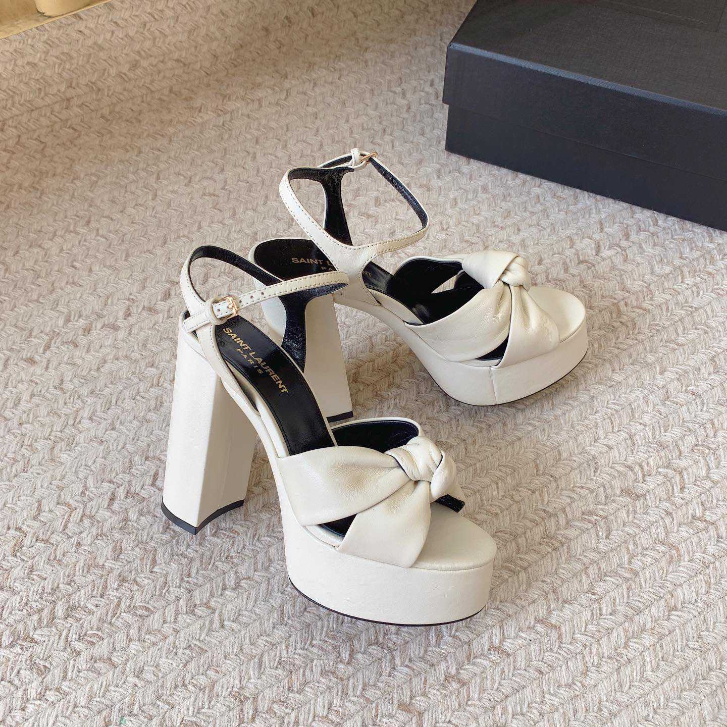 Saint Laurent Bianca Platform Sandals In Smooth Leather - DopestKickz