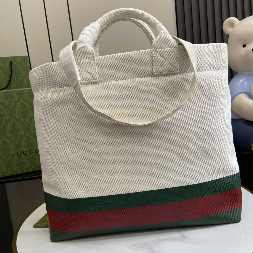 Gucci Canvas Tote Bag With Embossed Detail  - DopestKickz