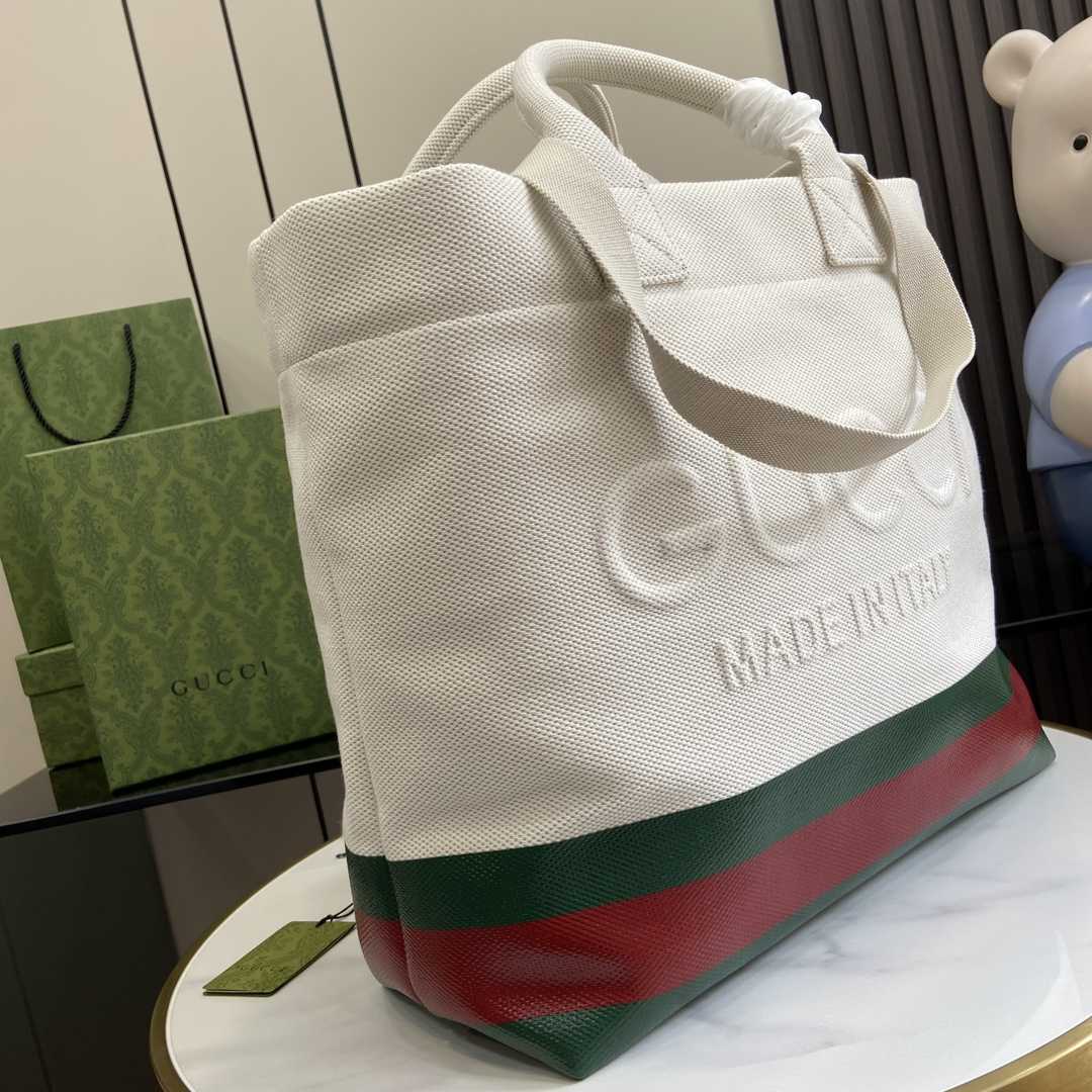 Gucci Canvas Tote Bag With Embossed Detail  - DopestKickz