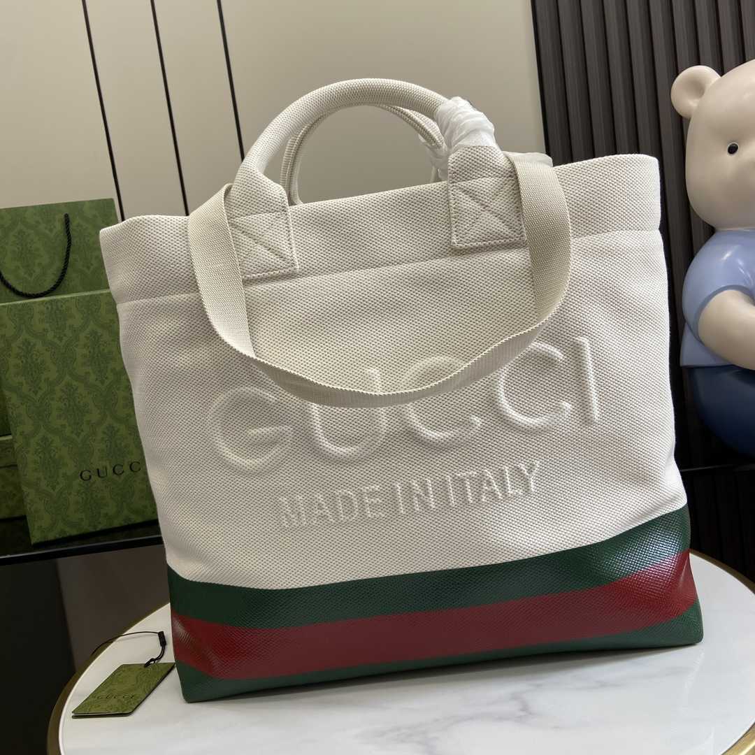 Gucci Canvas Tote Bag With Embossed Detail  - DopestKickz