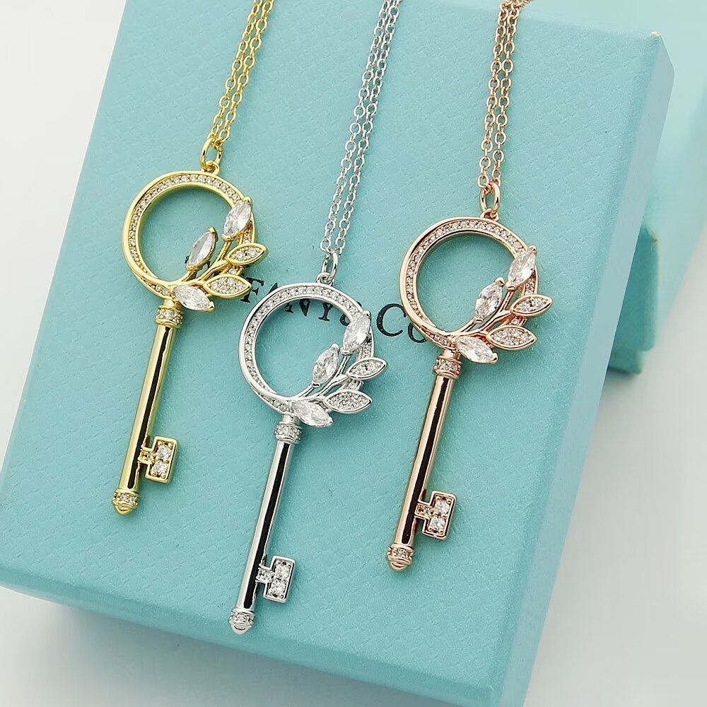 Tiffany & Co.  Diamond Vine Circle Key In Platinum - DopestKickz