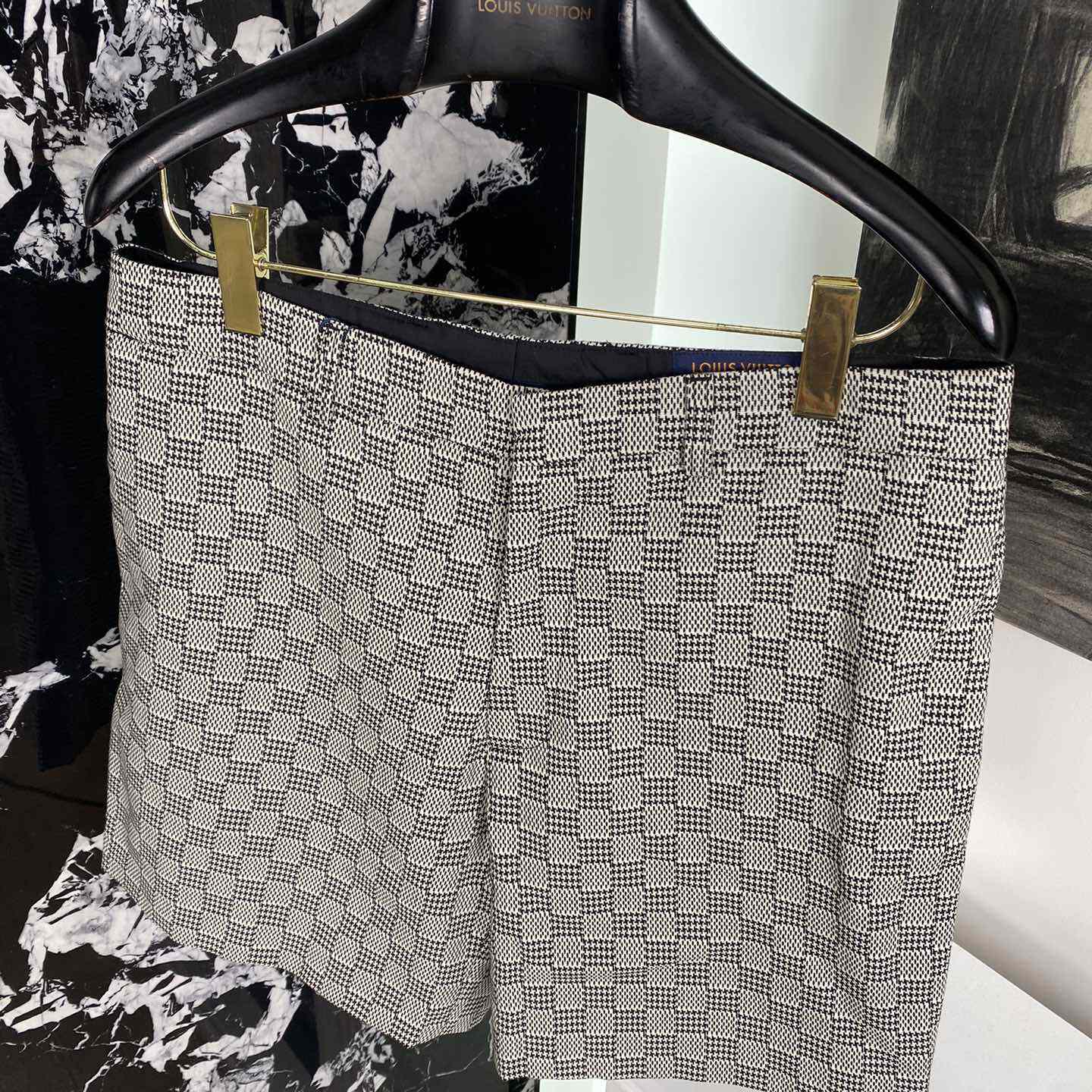 Louis Vuitton Damier Hounds Tooth Slim Wool Shorts - DopestKickz