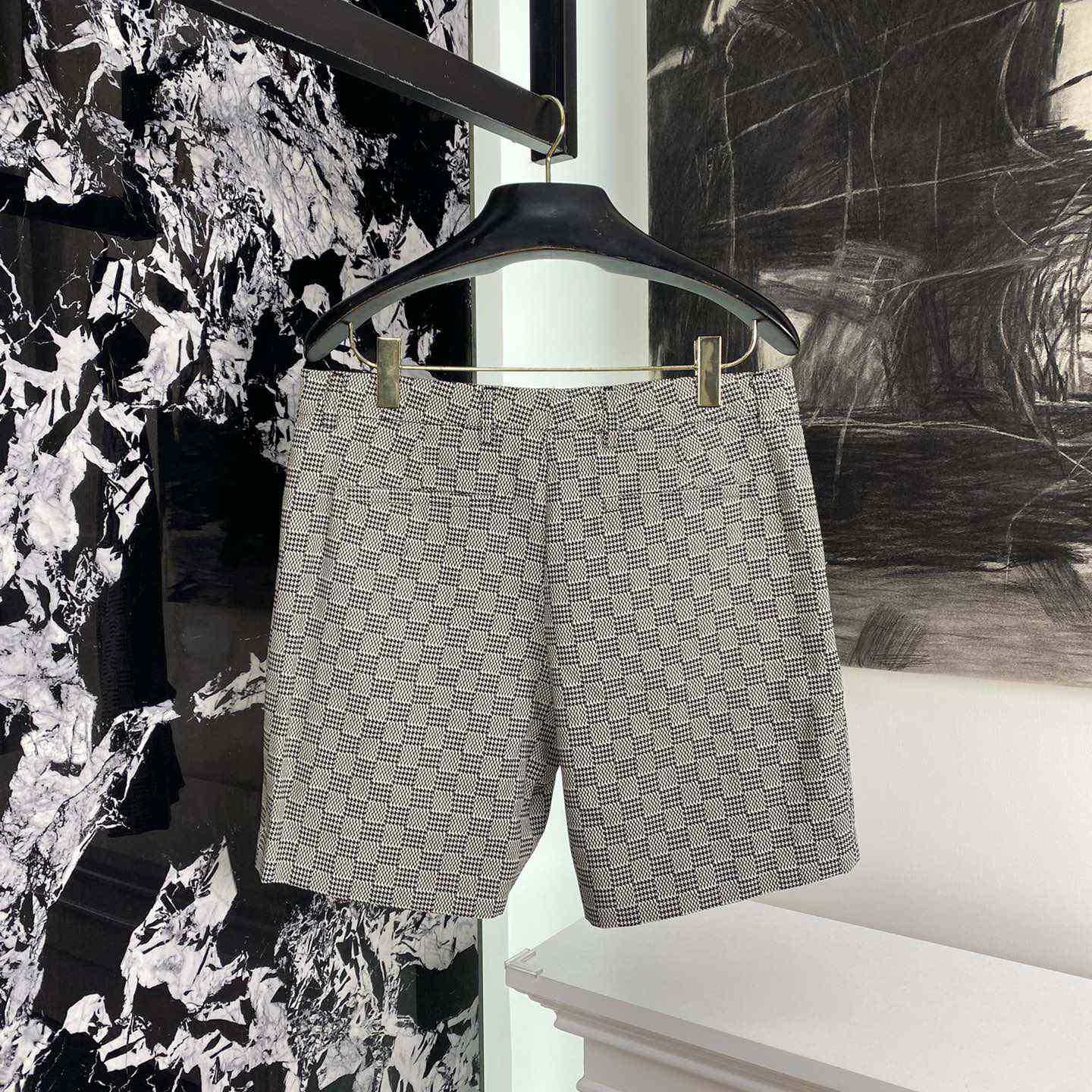 Louis Vuitton Damier Hounds Tooth Slim Wool Shorts - DopestKickz