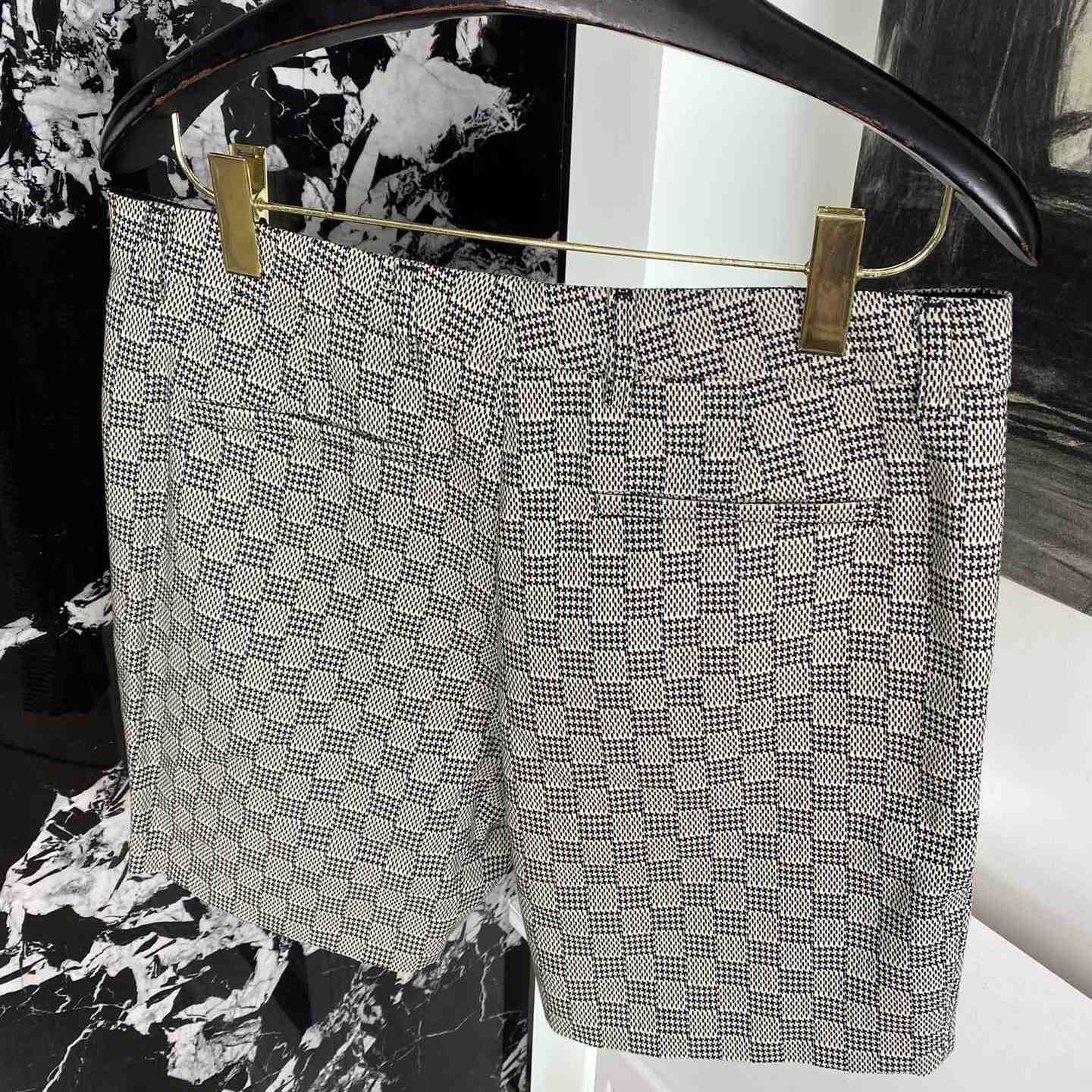 Louis Vuitton Damier Hounds Tooth Slim Wool Shorts - DopestKickz