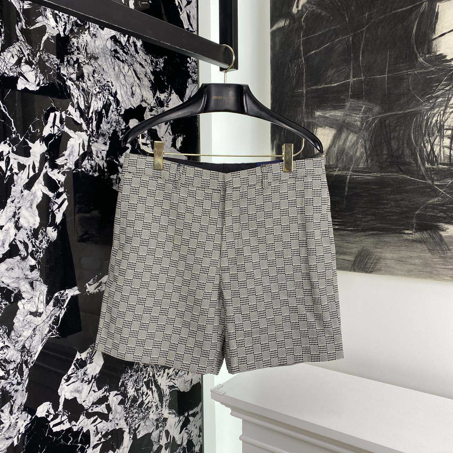 Louis Vuitton Damier Hounds Tooth Slim Wool Shorts - DopestKickz