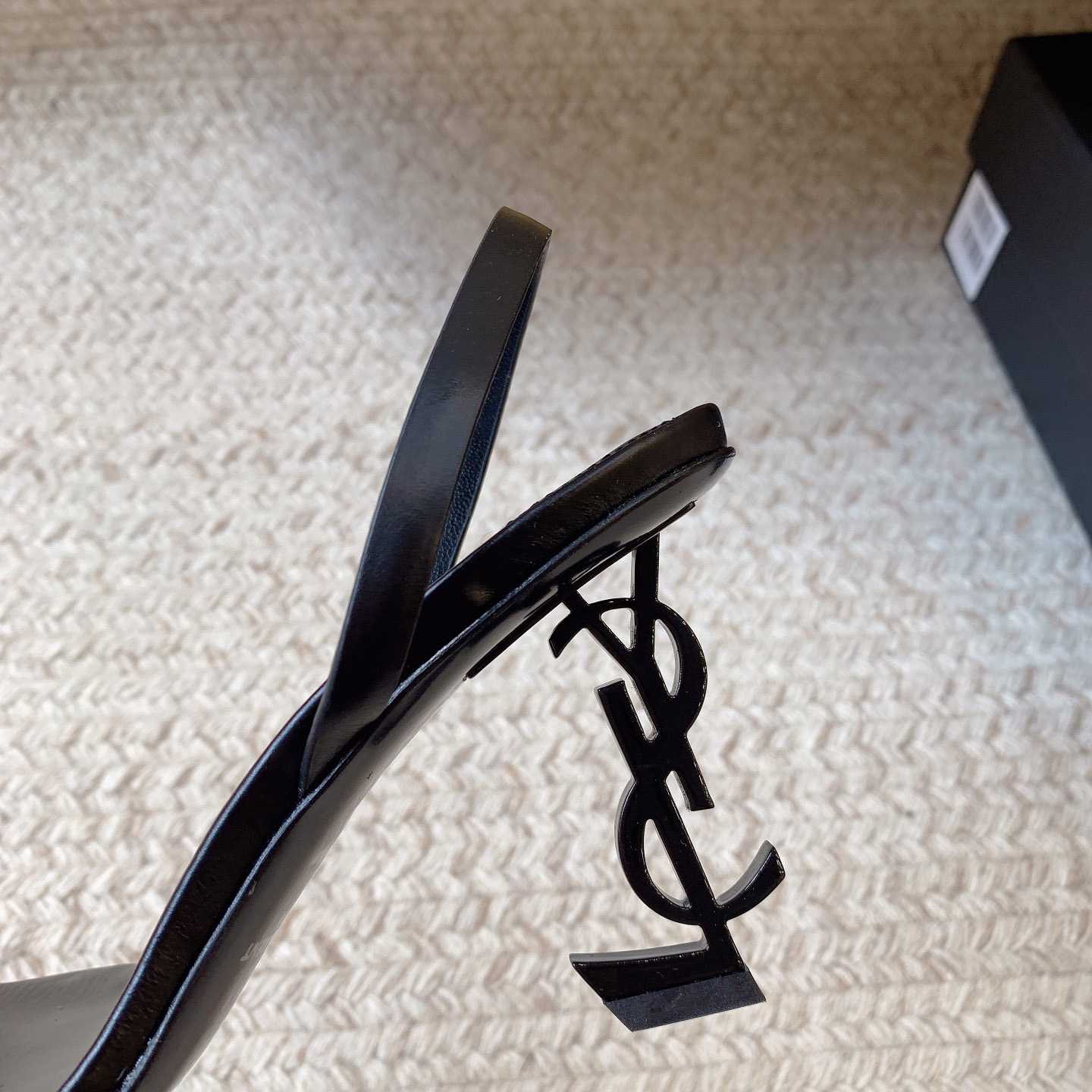 Saint Laurent Women's Brown Opyum 85 Leather Slingback Sandals - DopestKickz