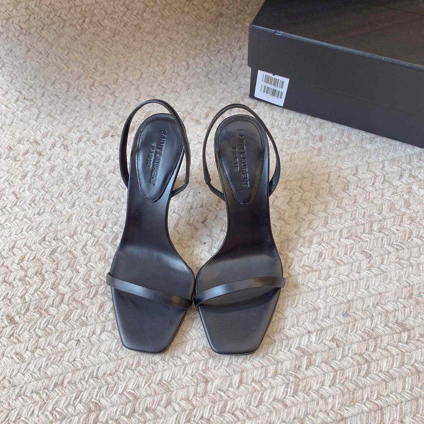 Saint Laurent Women's Brown Opyum 85 Leather Slingback Sandals - DopestKickz