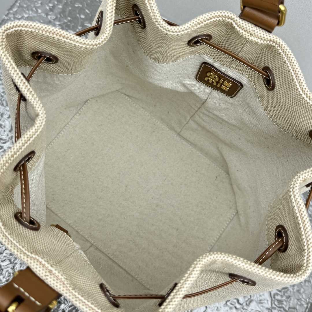 Miu Miu Canvas And Leather Bucket Bag - DopestKickz