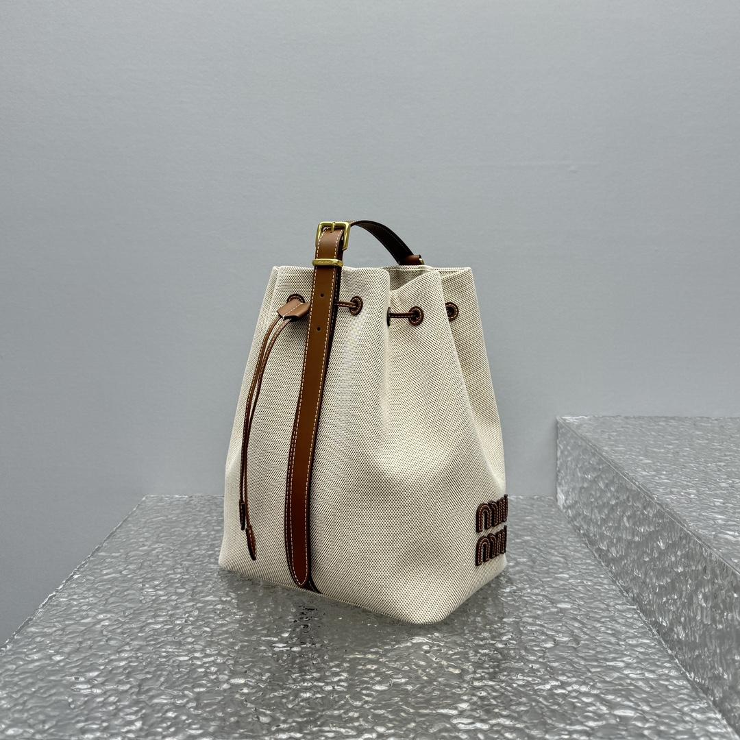 Miu Miu Canvas And Leather Bucket Bag - DopestKickz