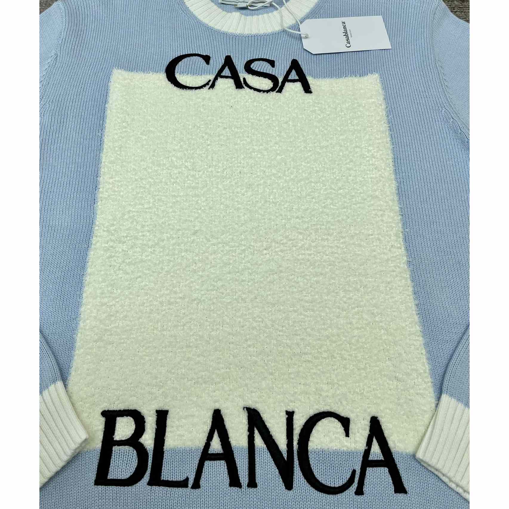Casablanca Knit Logo Sweater 'Light Blue'    D0018 - DopestKickz
