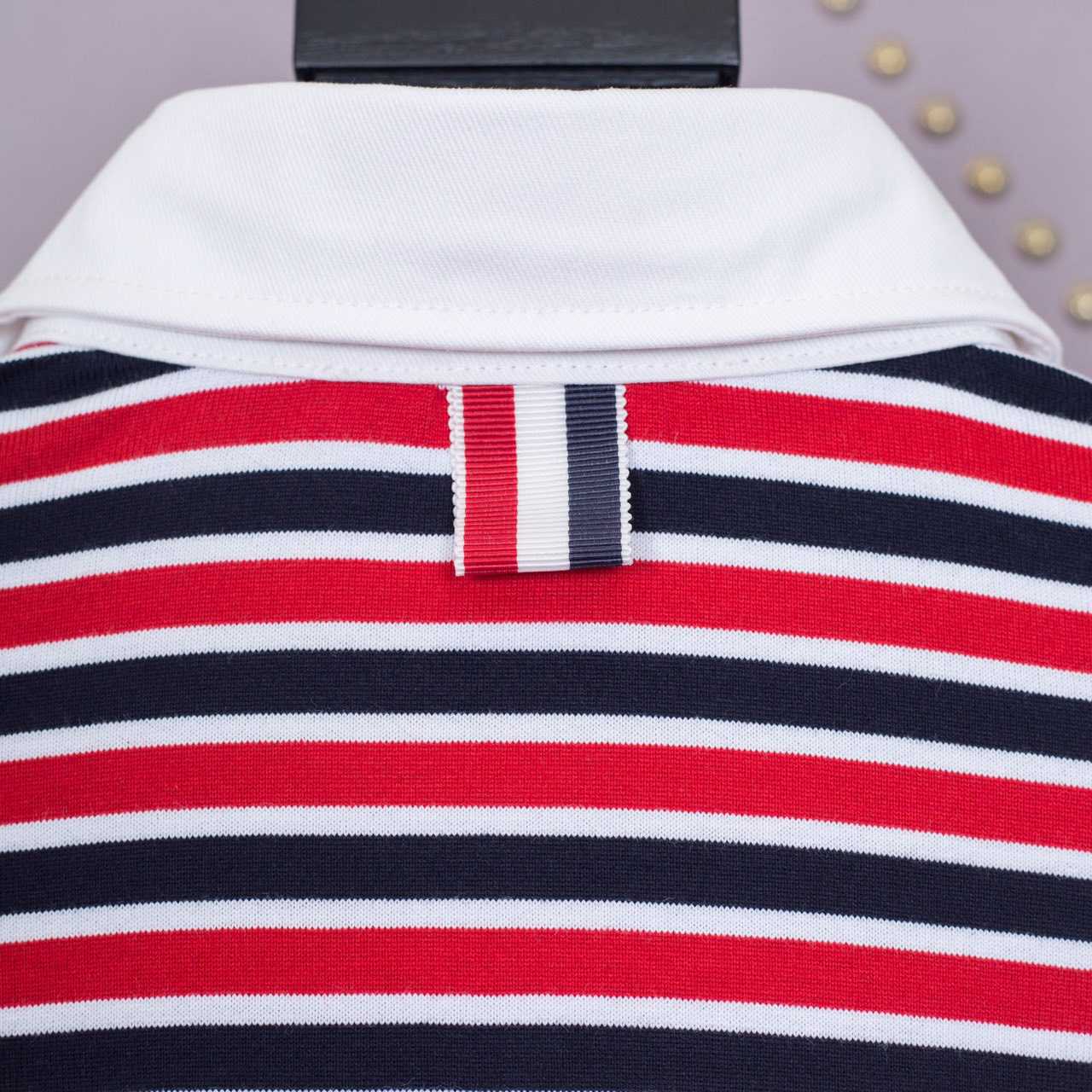 Thom Browne Striped Cotton-jersey Polo  1897 - DopestKickz