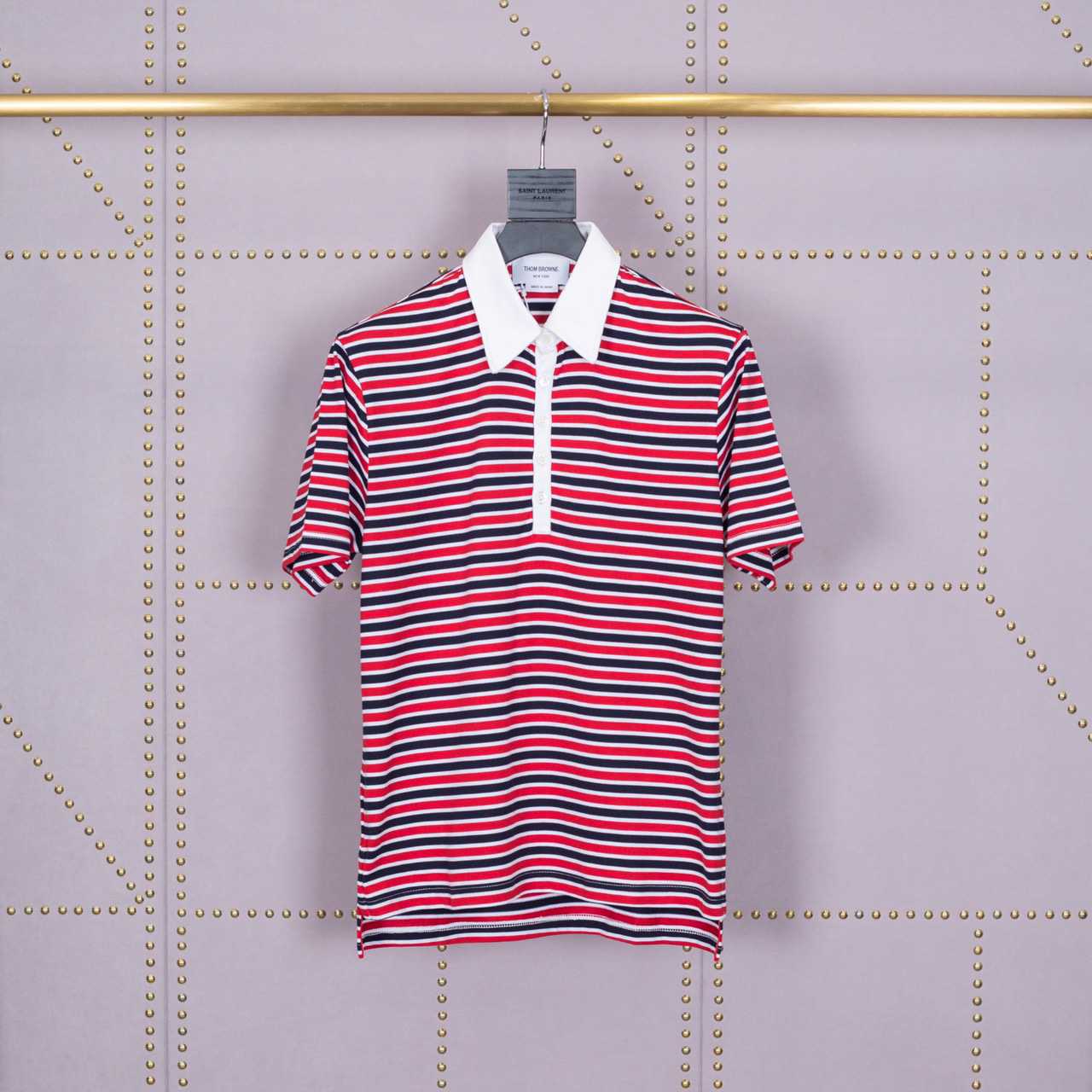 Thom Browne Striped Cotton-jersey Polo  1897 - DopestKickz