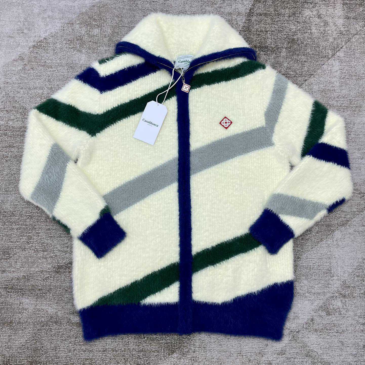 Casablanca  Furry Striped Zip Up Jumper - DopestKickz