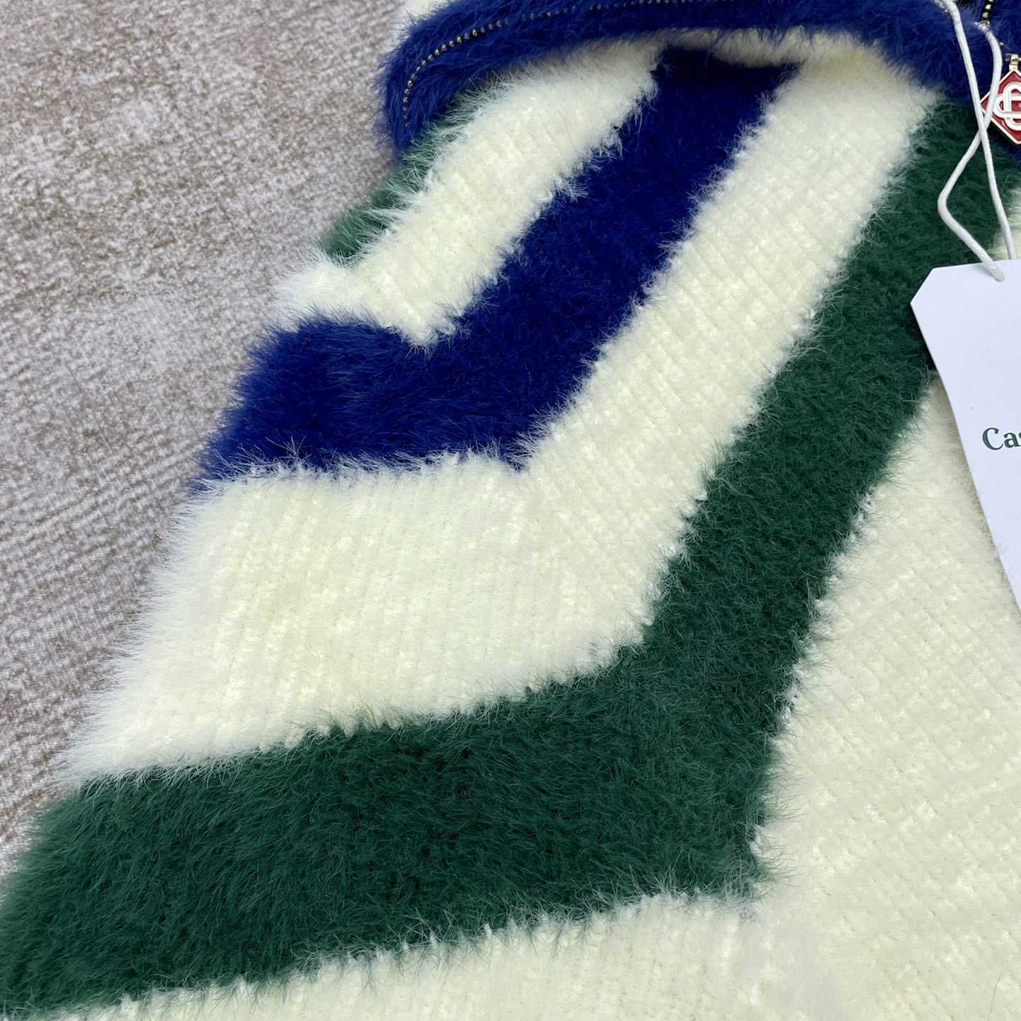 Casablanca  Furry Striped Zip Up Jumper - DopestKickz
