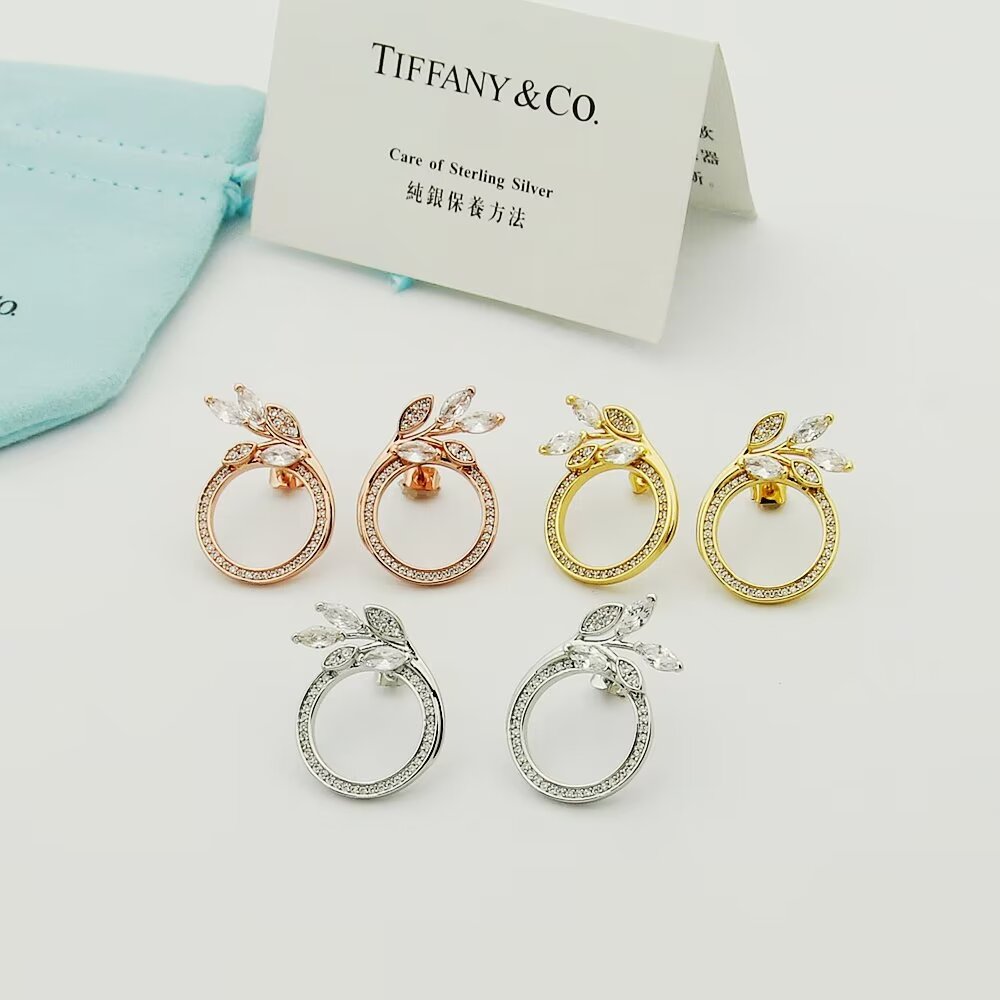 Tiffany & Co. Diamond Vine Circle Earrings In Platinum - DopestKickz