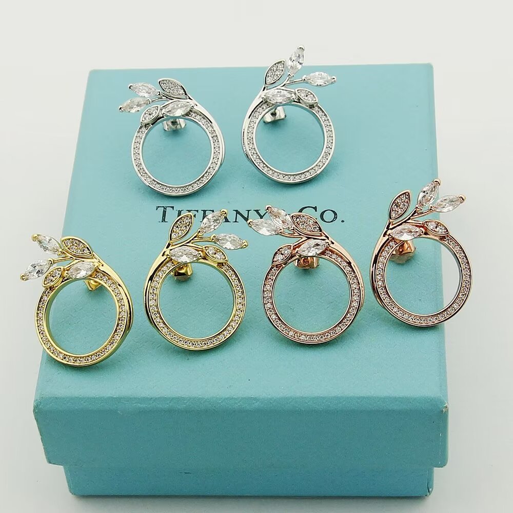 Tiffany & Co. Diamond Vine Circle Earrings In Platinum - DopestKickz