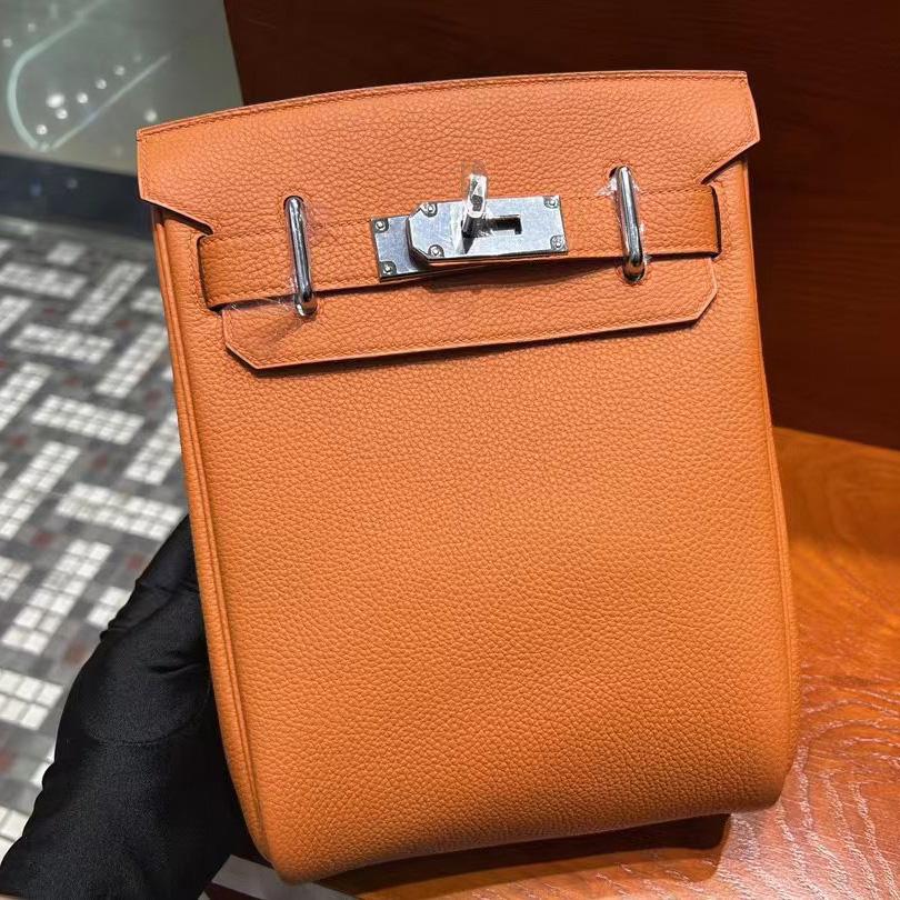 Hermes Orange 'Hac A Dos' Sling Backpack  (18-27-8cm) - DopestKickz