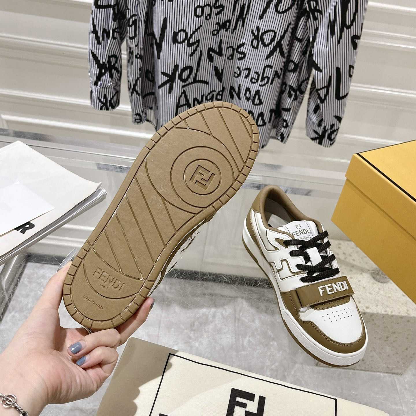 Fendi Match Green Leather Low-tops - DopestKickz