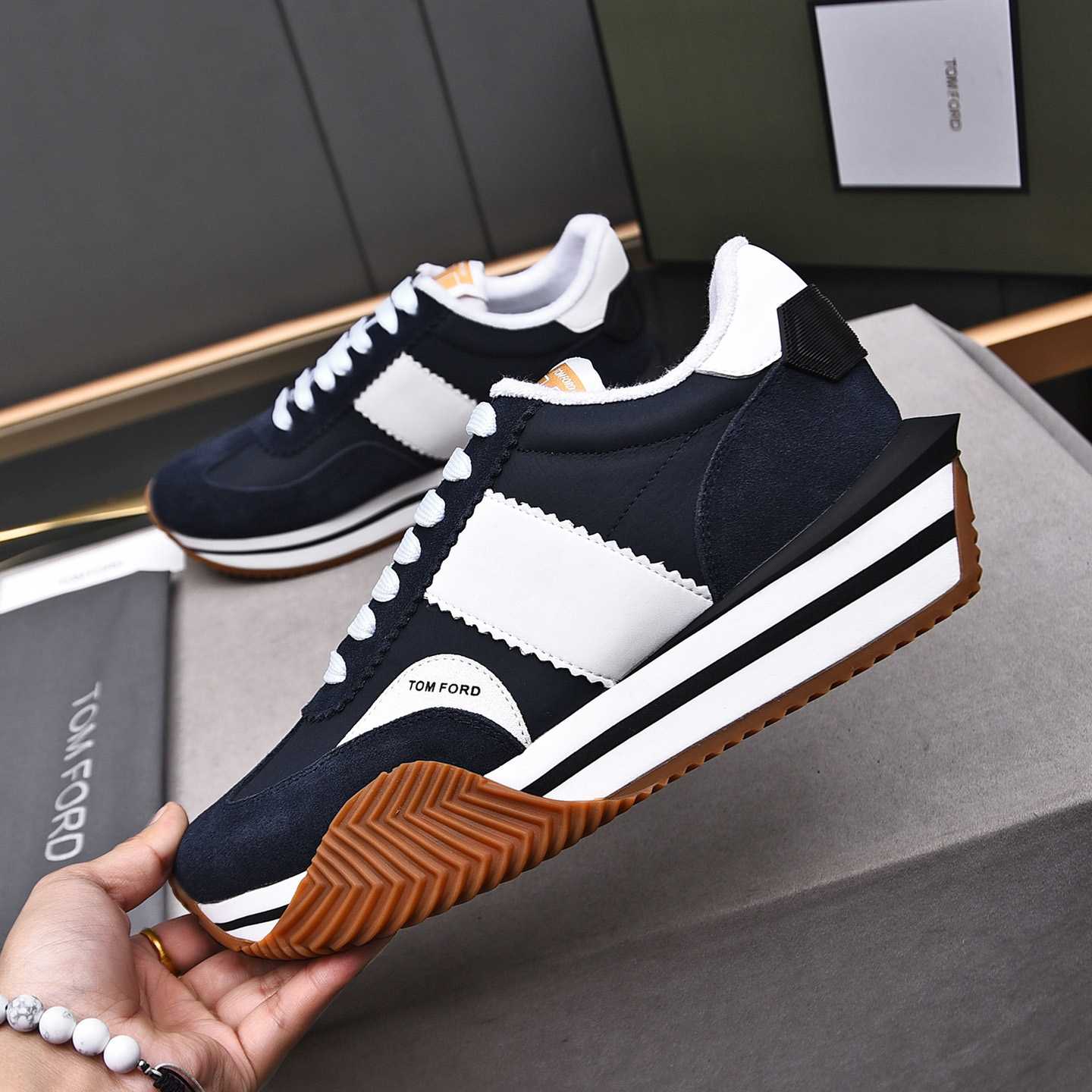 Tom Ford James Mixed Media Low Top Sneaker - DopestKickz