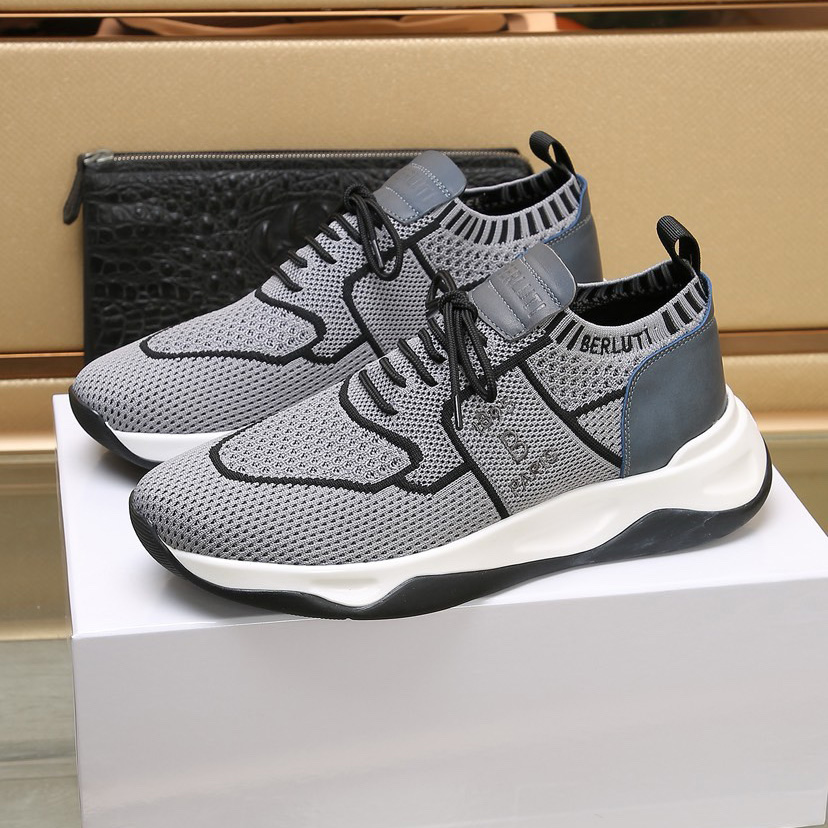 Berluti Shadow Knit And Calf Leather Sneaker - DopestKickz