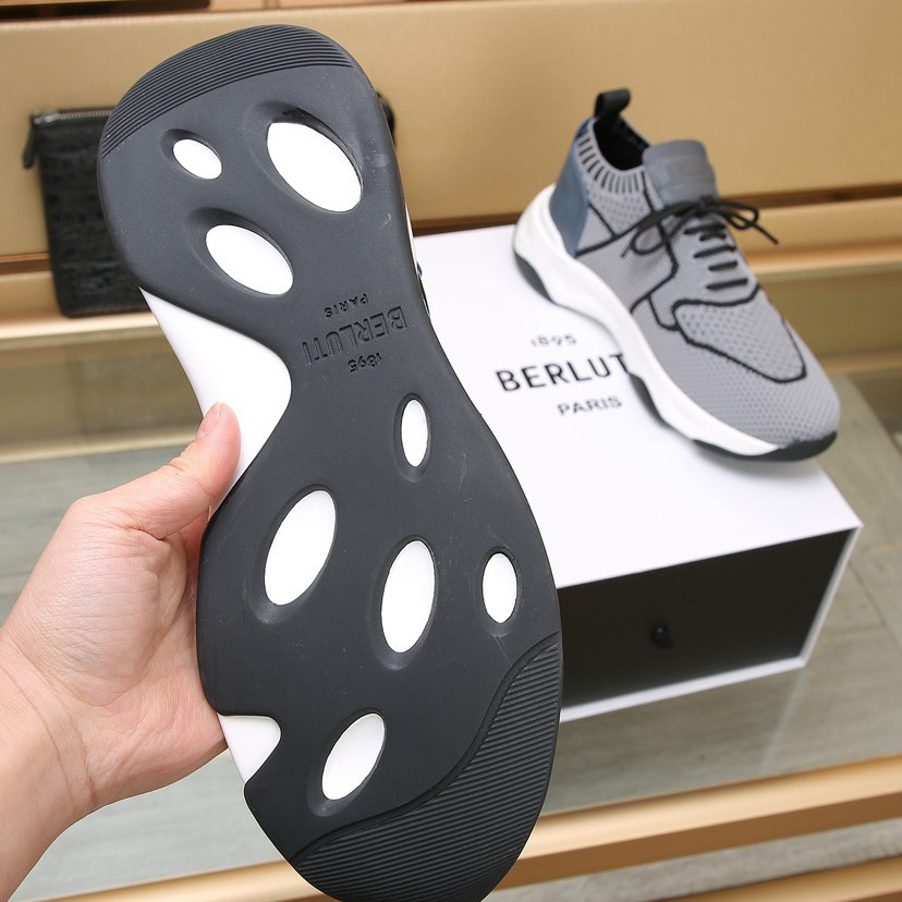 Berluti Shadow Knit And Calf Leather Sneaker - DopestKickz