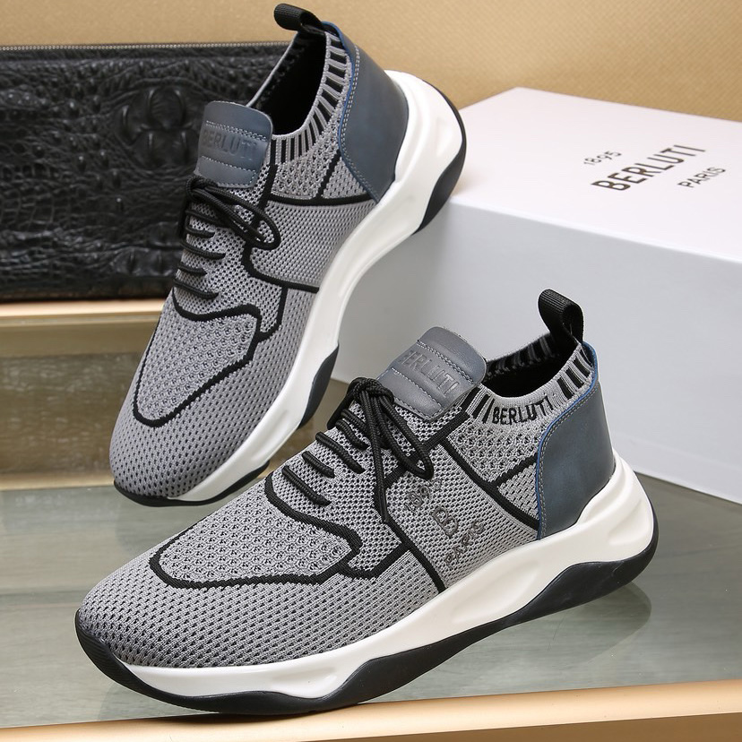 Berluti Shadow Knit And Calf Leather Sneaker - DopestKickz