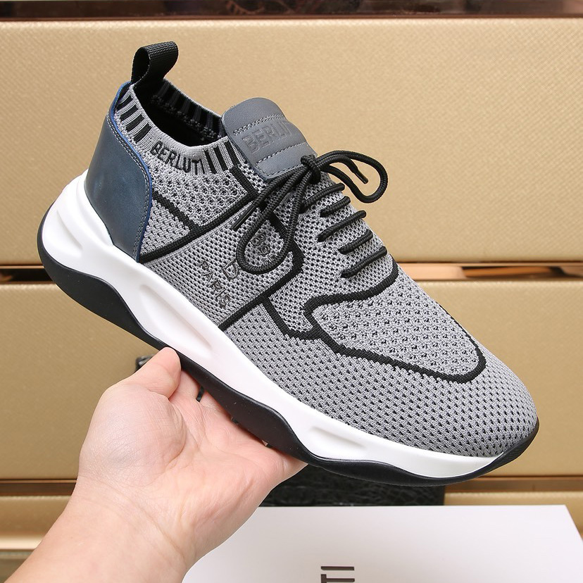 Berluti Shadow Knit And Calf Leather Sneaker - DopestKickz